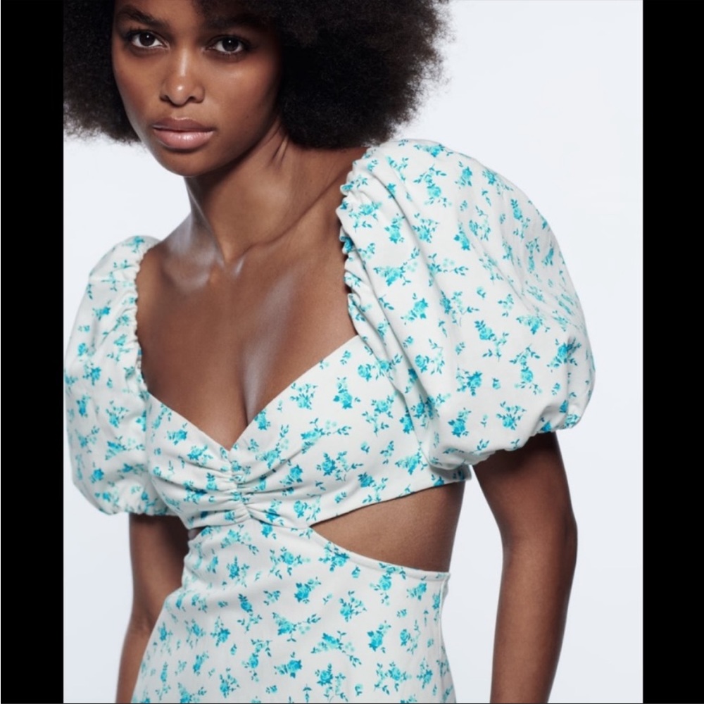 New Zara Floral Cut Out Dress - Picture 9 of 16